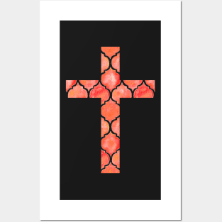 Peach Easter Cross Design Posters and Art